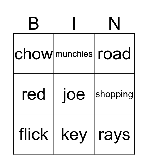 Free Time Idioms Bingo Card