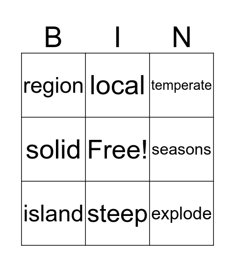 UNIT 4 WEEK 2 Bingo Card