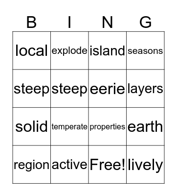 UNIT 4 WEEK 2 Bingo Card