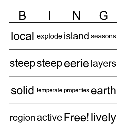 UNIT 4 WEEK 2 Bingo Card