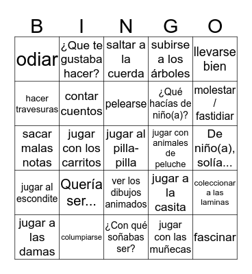 S1B: Unidad 1 Vocabulario Bingo Card