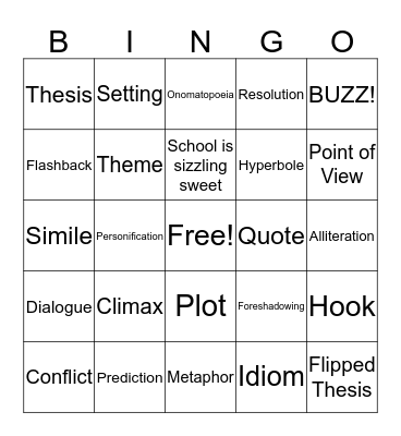 ELA TEST PREP Bingo Card