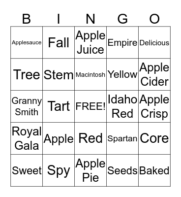 Apple Bingo Card