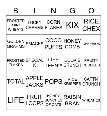 CEREAL BINGO Card