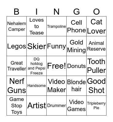 August's 13th Birthday Bingo Card