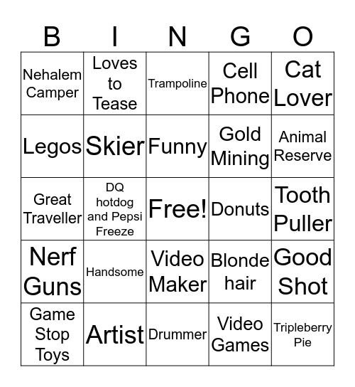 August's 13th Birthday Bingo Card