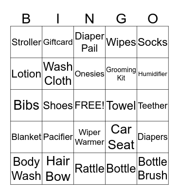 Baby Bingo Card