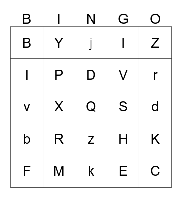 Alphabet Bingo Card