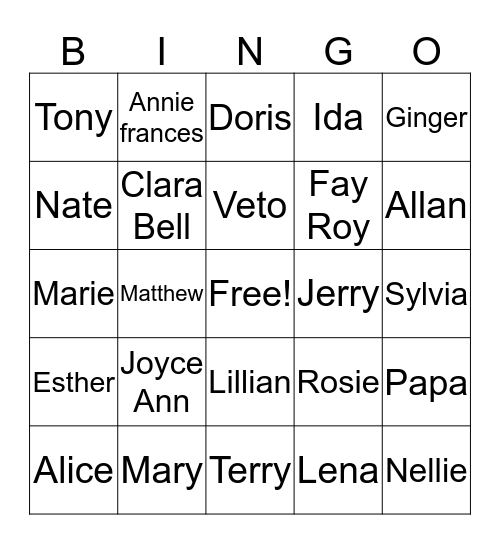 Meadows Bingo Card