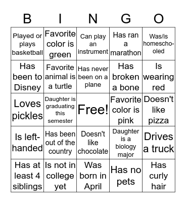 Find someone who... Bingo Card