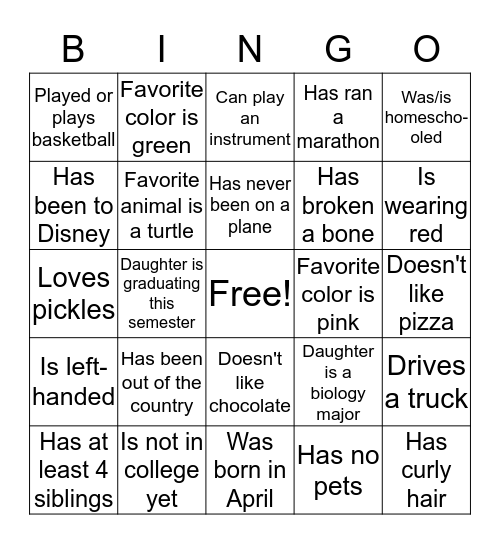 Find someone who... Bingo Card