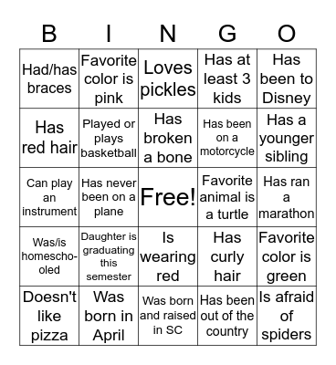 Find someone who... Bingo Card
