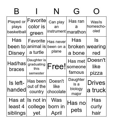 Find someone who... Bingo Card