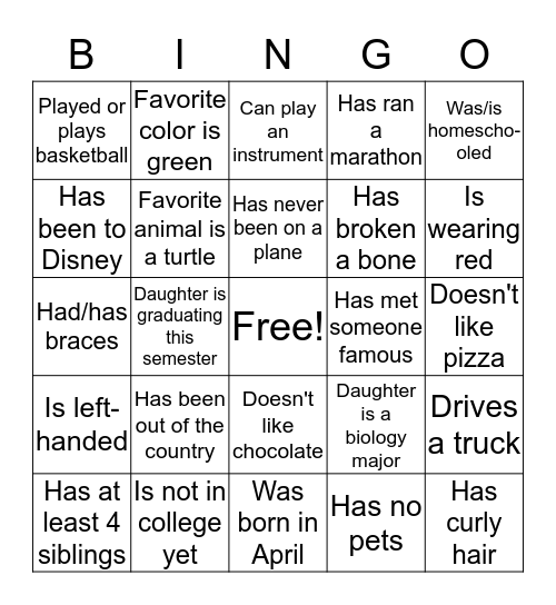 Find someone who... Bingo Card