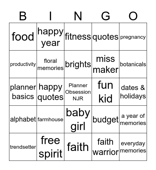 Planner Obsession April 2019 Bingo Card