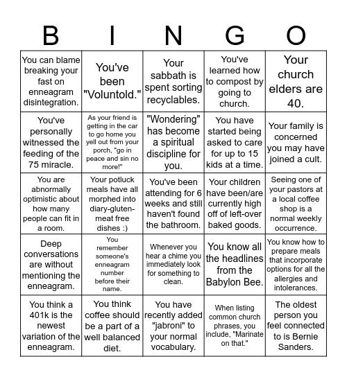 You might be a part of Kaleo if... Bingo Card