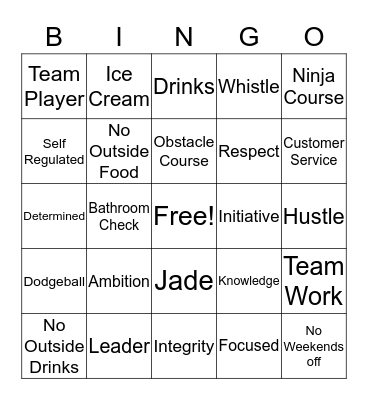 Xtreme Air Bingo Card