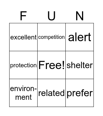 Vocabulary Bingo Card