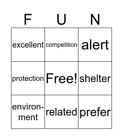 Vocabulary Bingo Card