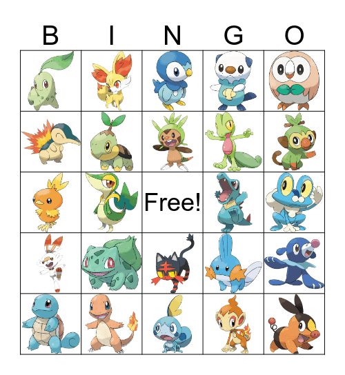 Pokemon Starter Bingo Card