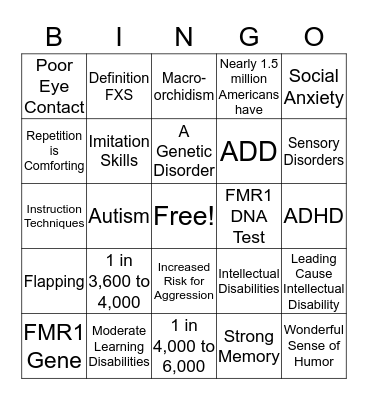 FXS Bingo Card