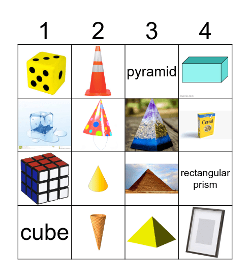 3D Shapes Bingo Card