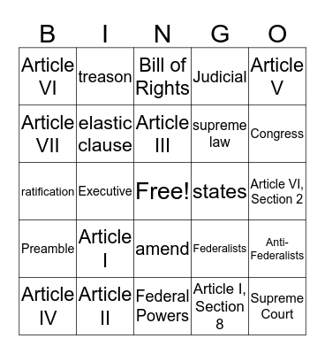 Lyons' History 7-3 Review Bingo Card