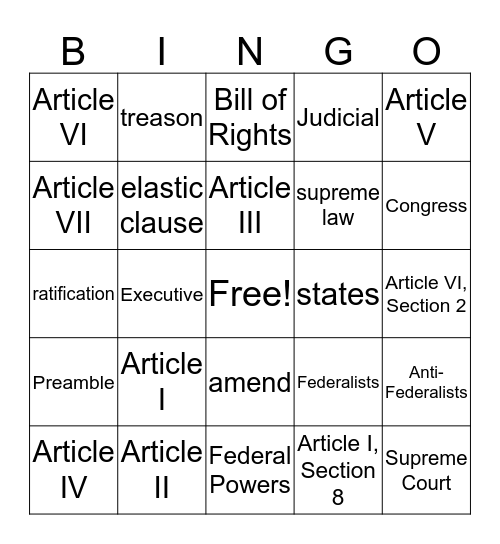 Lyons' History 7-3 Review Bingo Card