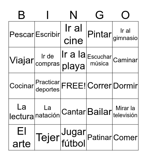 Los pasatiempos Bingo Card