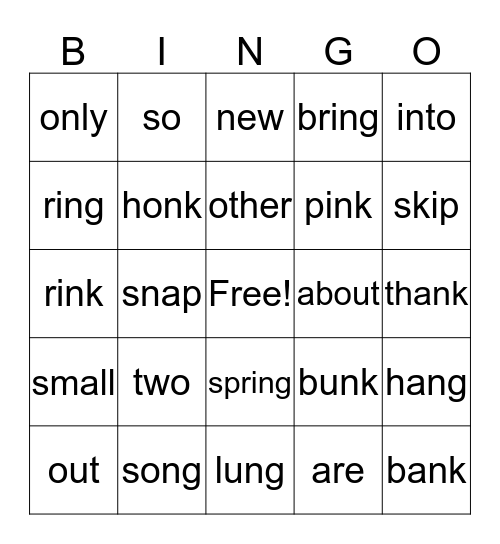1st grade fundations trick words Bingo Card
