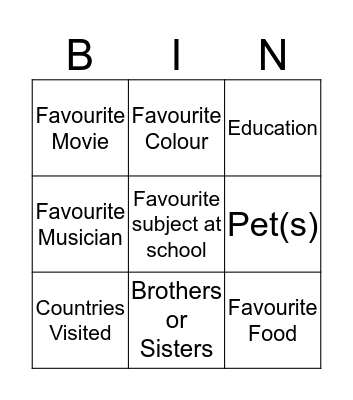 Untitled Bingo Card