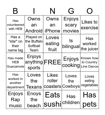 Find someone that... Bingo Card