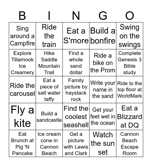 Seaside Bingo Card