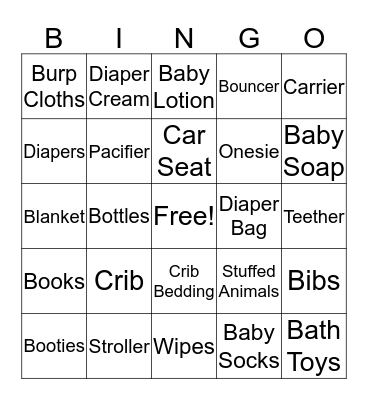 Baby Bingo! Bingo Card