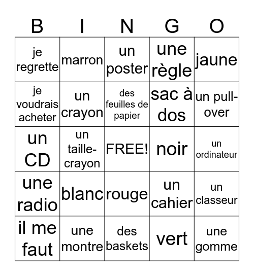 Chapter 3 Stuff Bingo Card