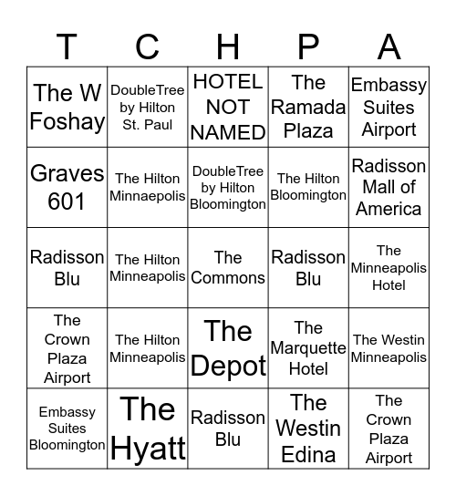 TCHPA 2014 Kickoff Event Bingo Card