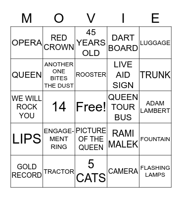 BOHEMIAN RHAPSODY Bingo Card