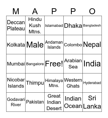Mappo - Unit 8 Bingo Card