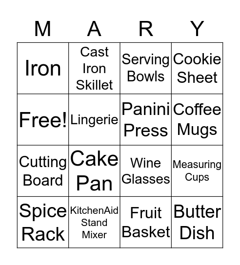 #MaryMeMatt Bingo Card