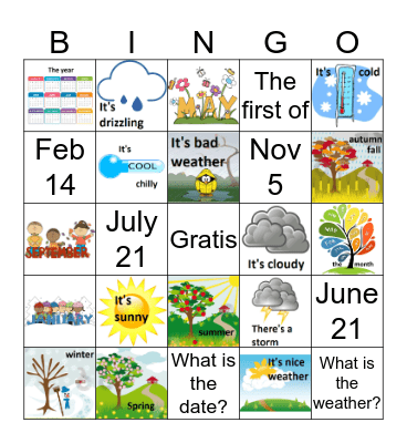 La fecha y el tiempo Bingo Card