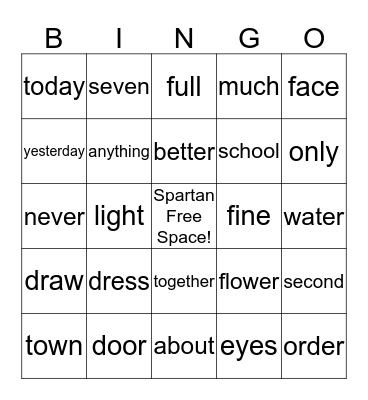 Leveled BINGO! Bingo Card