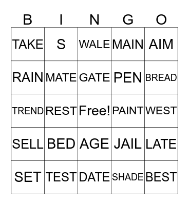 /e/ & /ei/ Bingo Card