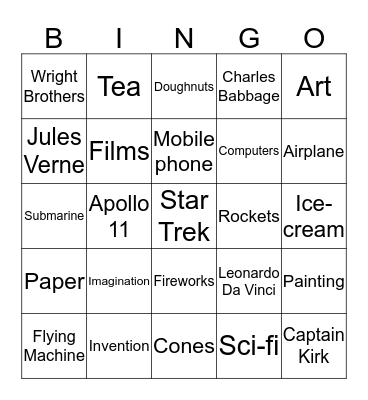 Imagination Bingo Card