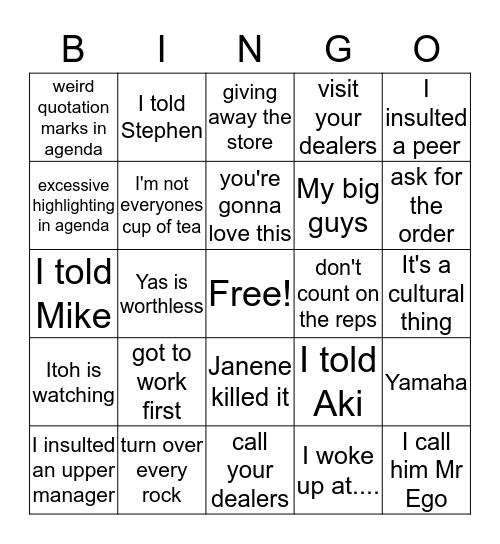 Conference Call Bingo Card