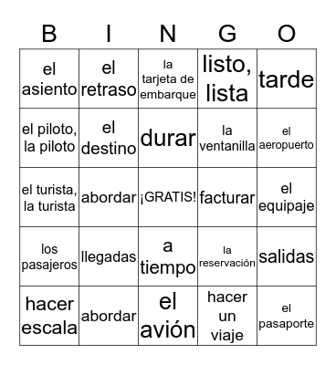 ¡BUEN VIAJE! Bingo Card