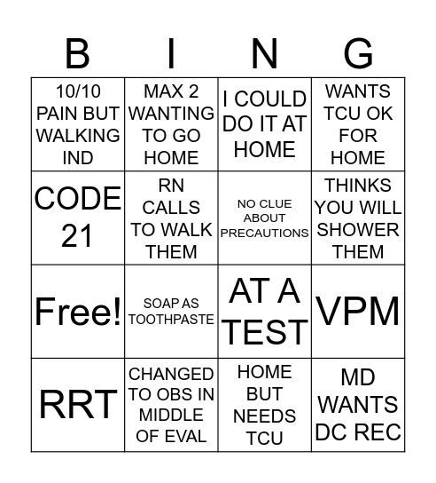 OT MONTH BINGO Card