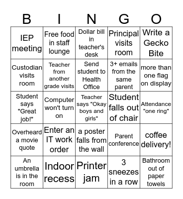 Creekside Bingo Card