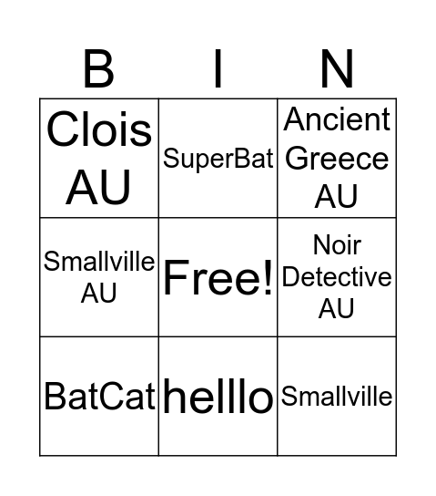 DC Bingo 2019 Bingo Card