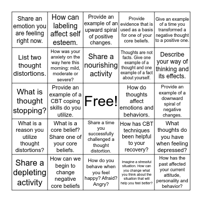 CBT Bingo Card