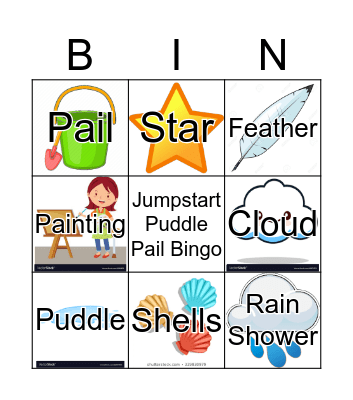 Jumpstart Puddle Pail Bingo Card